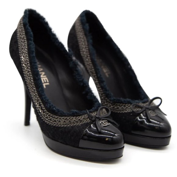 Chanel Cap Toe Tweed Pump - Picture 1 of 12